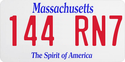 MA license plate 144RN7