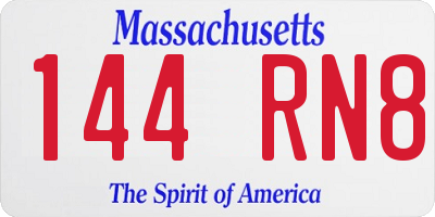 MA license plate 144RN8