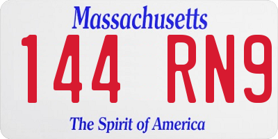 MA license plate 144RN9