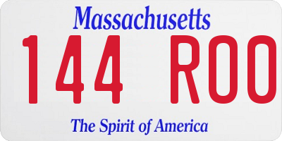 MA license plate 144RO0