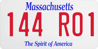 MA license plate 144RO1