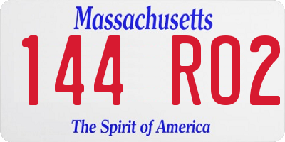 MA license plate 144RO2