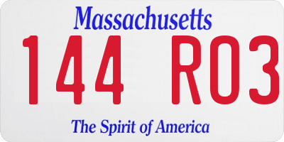 MA license plate 144RO3