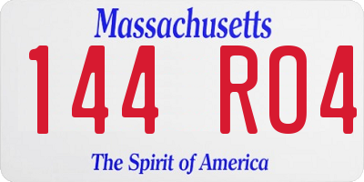 MA license plate 144RO4