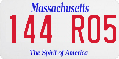 MA license plate 144RO5