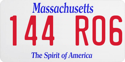 MA license plate 144RO6