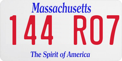 MA license plate 144RO7