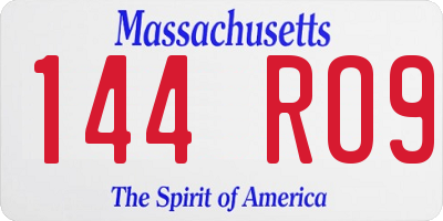 MA license plate 144RO9
