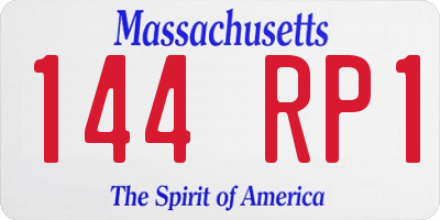 MA license plate 144RP1