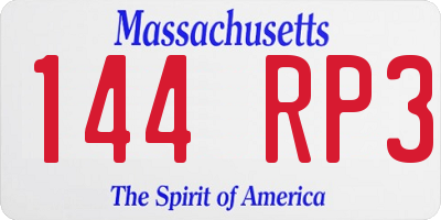 MA license plate 144RP3