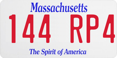 MA license plate 144RP4