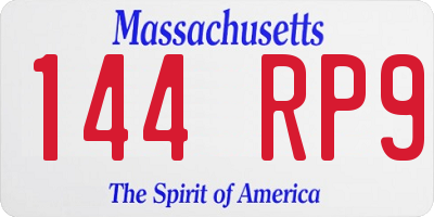 MA license plate 144RP9
