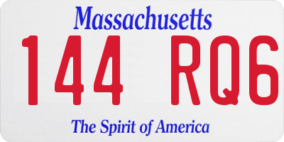 MA license plate 144RQ6