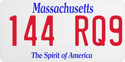 MA license plate 144RQ9
