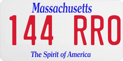 MA license plate 144RR0