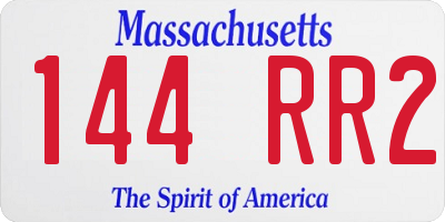 MA license plate 144RR2