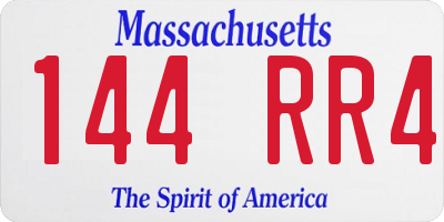 MA license plate 144RR4