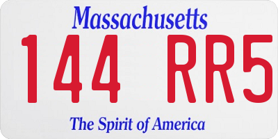 MA license plate 144RR5
