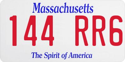 MA license plate 144RR6