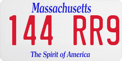 MA license plate 144RR9