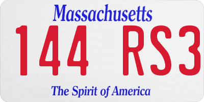 MA license plate 144RS3