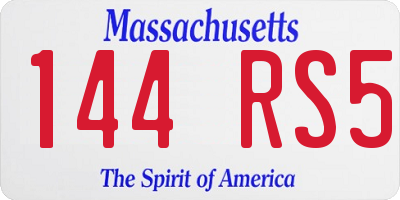 MA license plate 144RS5