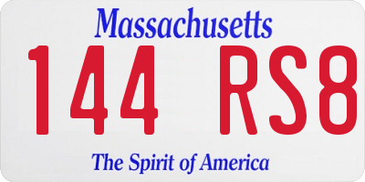 MA license plate 144RS8