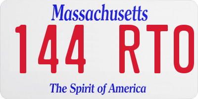 MA license plate 144RT0