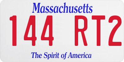 MA license plate 144RT2