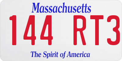 MA license plate 144RT3