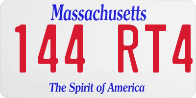 MA license plate 144RT4