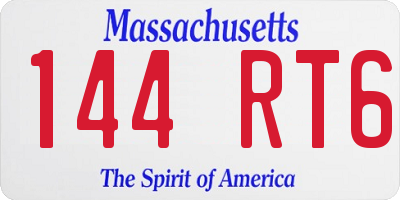 MA license plate 144RT6