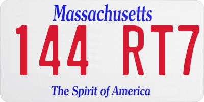 MA license plate 144RT7