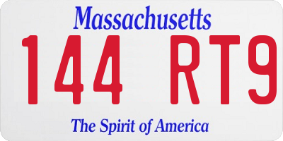 MA license plate 144RT9
