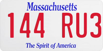 MA license plate 144RU3
