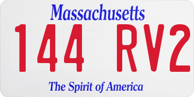 MA license plate 144RV2