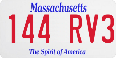 MA license plate 144RV3