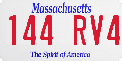 MA license plate 144RV4