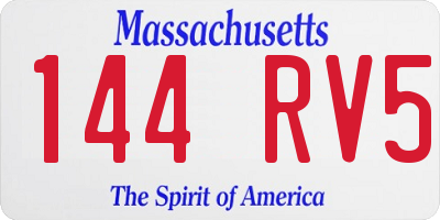 MA license plate 144RV5