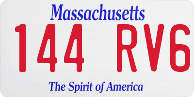 MA license plate 144RV6