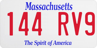 MA license plate 144RV9