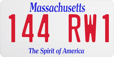 MA license plate 144RW1