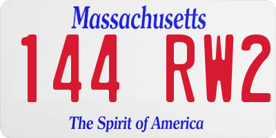 MA license plate 144RW2