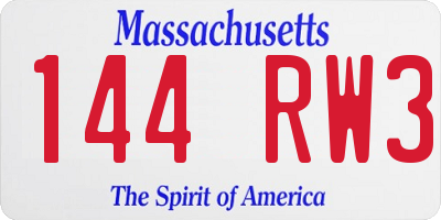 MA license plate 144RW3
