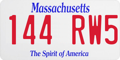MA license plate 144RW5