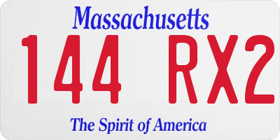 MA license plate 144RX2