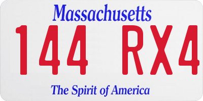 MA license plate 144RX4