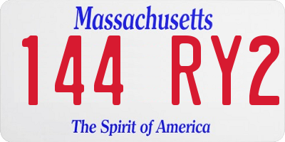 MA license plate 144RY2