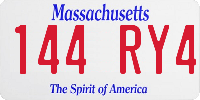 MA license plate 144RY4