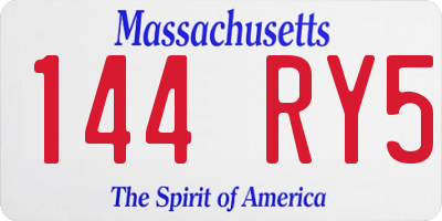 MA license plate 144RY5